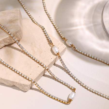 collier chaîne pour femme, série classique, style rétro géométrique, en acier titane, couleur or