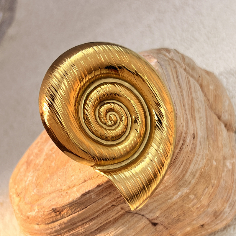 Bague Ajustable Pour Femme Whelk En Acier Inoxydable Étanche Couleur Or (1 Pièce) Image4