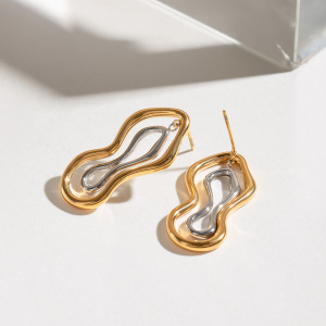 1 Paire De Boucles D'Oreilles À Tige Annulaires Simples En Acier Inoxydable Plaqué Or Pour Femme h5 Image4