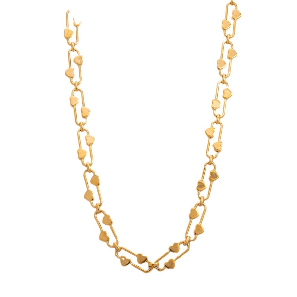Collier Pendentif Unisexe En Acier Inoxydable Plaqué Or , Série Simple, 1 Pièce h5Image6