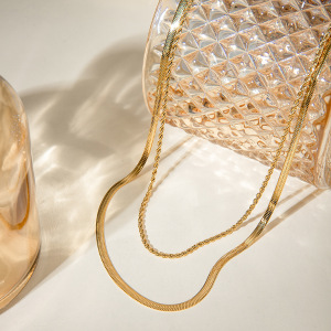 Collier Simple Et Décontracté En Acier Inoxydable Plaqué Or Pour Femme, 1 Pièce h5 Image4