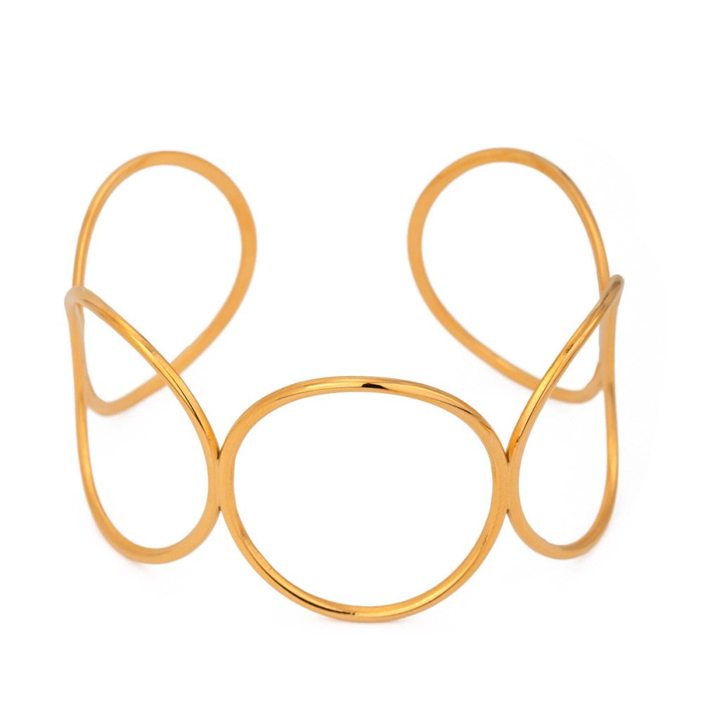 Bracelet Géométrique Simple En Acier Inoxydable Plaqué Or Pour Femme, 1 Pièce Image6