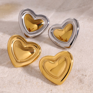 1 Paire De Boucles D'Oreilles À Tige Rétro En Acier Inoxydable Plaqué Or Pour Femme, Série Simple h5 Image3