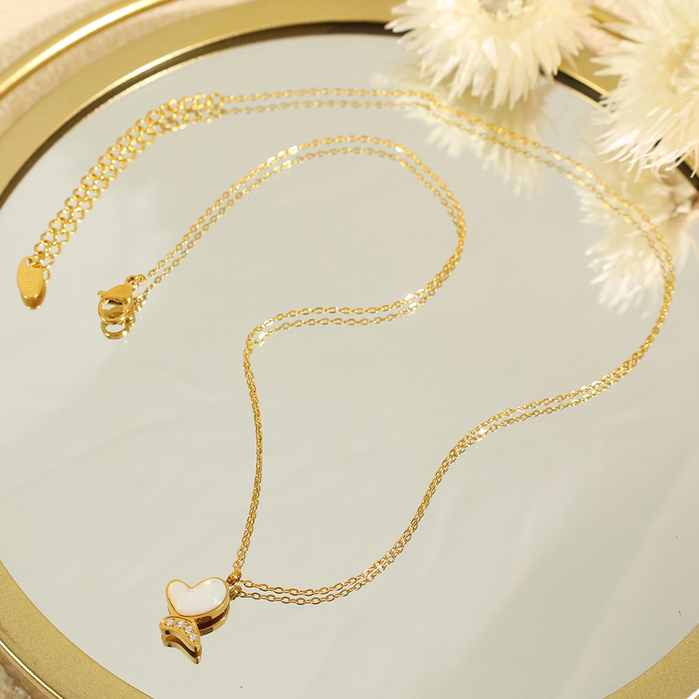 Collier Avec Pendentif En Acier Titane Plaqué Or , Série Classique, Animal Naturel, Coquillage Pour Femme Image4