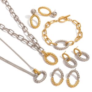 1 Paire De Boucles D'Oreilles Géométriques Classiques En Acier Inoxydable Plaqué Or  Pour Femme, Série Simple h5 Image5