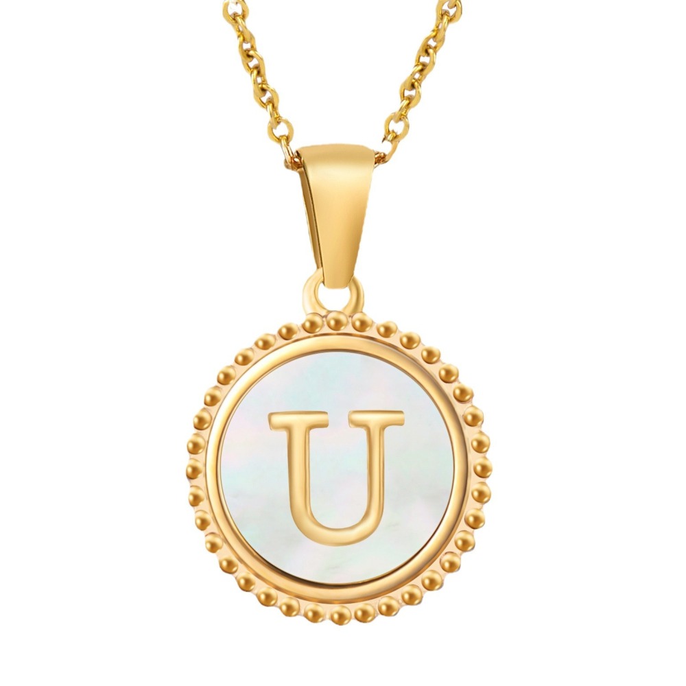 Collier Avec Pendentif En Acier Inoxydable Plaqué Or Pour Femme, Série Simple, Lettre Quotidienne h5Image5