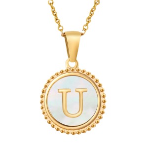 Collier Avec Pendentif En Acier Inoxydable Plaqué Or Pour Femme, Série Simple, Lettre Quotidienne h5 Image5