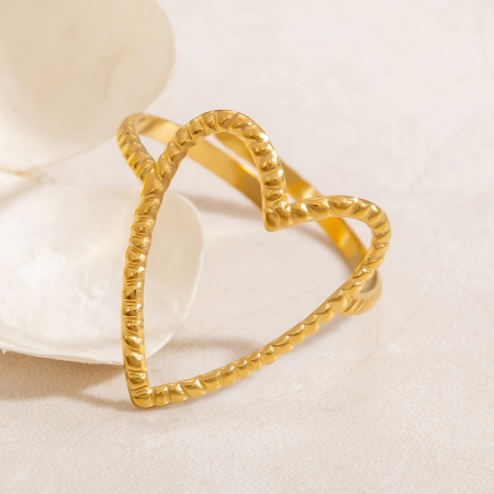 Bague ajustable pour femme, collection romantique, style cœur audacieux, en acier inoxydable étanche couleur or. 2