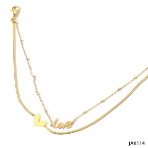 Bracelet De Cheville Pour Femme En Acier Inoxydable Doré Avec Motif Cœur h5 