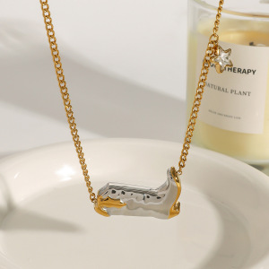 Collier Pendentif Femme Élégant En Forme De Bottes De Cowboy, En Acier Inoxydable Imperméable Et Couleur Or (1 Pièce) h5 Image3