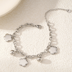 Bracelet À Breloques Élégant En Acier Titane Couleur Or Pour Femme, Série Romantique, Motif Floral h5 Image4