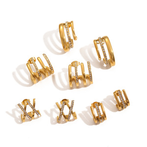 1 Paire De Boucles D'Oreilles À Tige Géométriques En Acier Inoxydable Plaqué Or  Pour Femme, Style Luxueux Et Léger h5 Image6