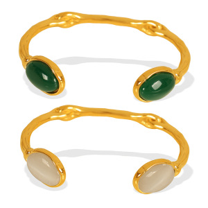 Bracelet Géométrique Simple En Acier Inoxydable Plaqué Or Avec Strass Pour Femme, 1 Pièce h5 Image5