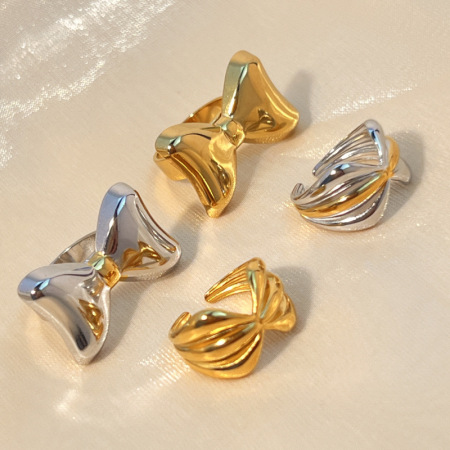 Bague ajustable pour femme, en acier inoxydable étanche, avec nœud papillon (1 pièce).