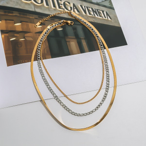 Colliers Superposés Pour Femmes, Style Simple Et Charmant, En Acier Inoxydable Étanche, Coloris Or Et Argent (1 Pièce) h5 Image8