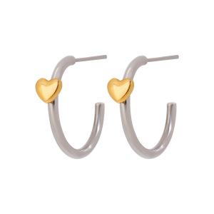 Boucles D'Oreilles Puces Minimalistes Classiques En Forme De Cœur, En Acier Inoxydable Doré, Étanches, Pour Femme (1 Paire). h5 Image9