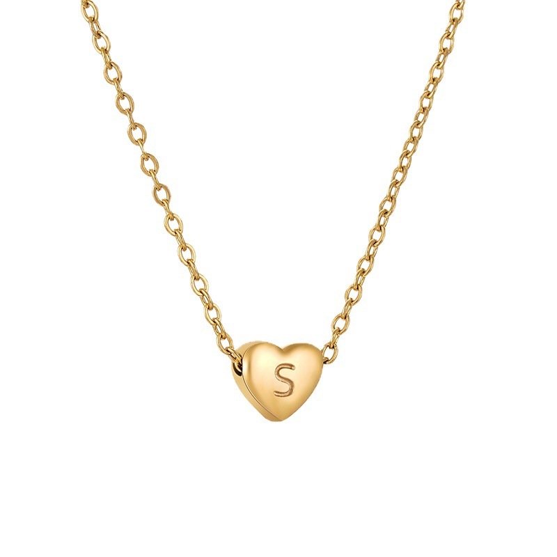 Collier Avec Pendentif En Acier Titane Plaqué Or Pour Femme, Série Simple, Lettre Quotidienne h5Image6