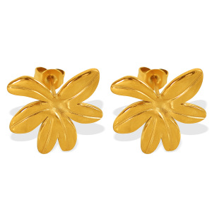 1 Paire De Boucles D'Oreilles À Tige Rétro En Acier Inoxydable Plaqué Or Pour Femme, Série Simple h5 Image3