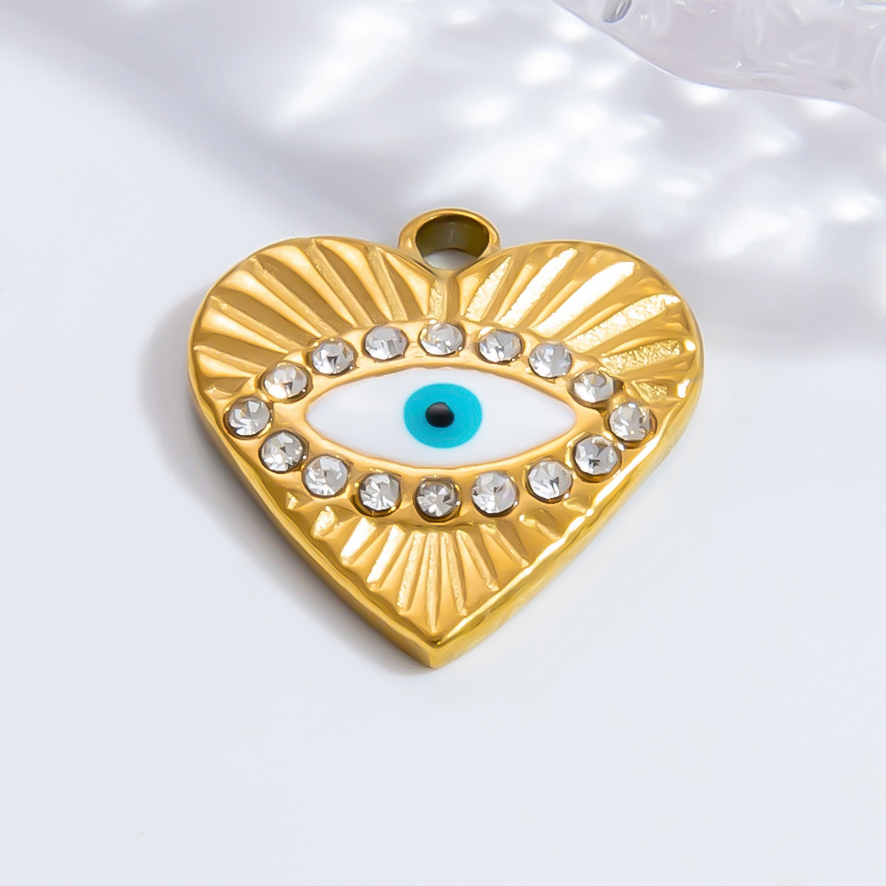 Pendentif Rétro Œil Classique En Acier Inoxydable Étanche Couleur Or, À Faire Soi-Même, Pour Femme (1 Pièce) Image6
