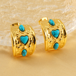 1 Paire De Boucles D'Oreilles À Tige Rétro À Pois En Acier Inoxydable Plaqué Or  Pour Femme h5 Image3