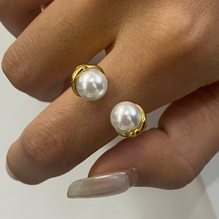 Bague simple pour femme, en acier inoxydable doré, texture irrégulière, étanche, collection Designable Series (1 pièce). 2