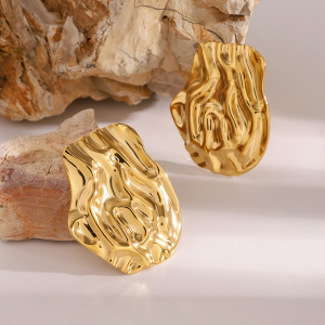 1 Paire De Boucles D'Oreilles À Tige Géométriques Rétro En Acier Inoxydable Plaqué Or Pour Femme h5 Image3