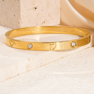 Bracelet Jonc Délicat En Acier Inoxydable, Couleur Or, Style Classique, À 1 Pièce h5 Image3