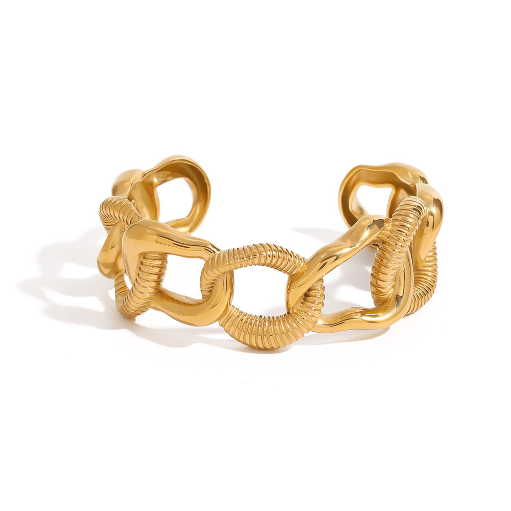 Bracelet Jonc Moderne Et Élégant Pour Femme, En Acier Inoxydable, Couleur Or, Avec Nœud Solide, Idéal Au Quotidien (1 Pièce) Image6