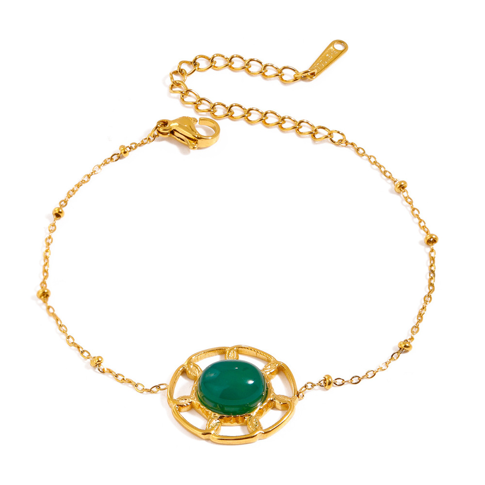 Bracelet À Breloques Rétro Géométrique En Acier Inoxydable Plaqué Or  Pour Femme, Série Ethnique, 1 Pièce Image7