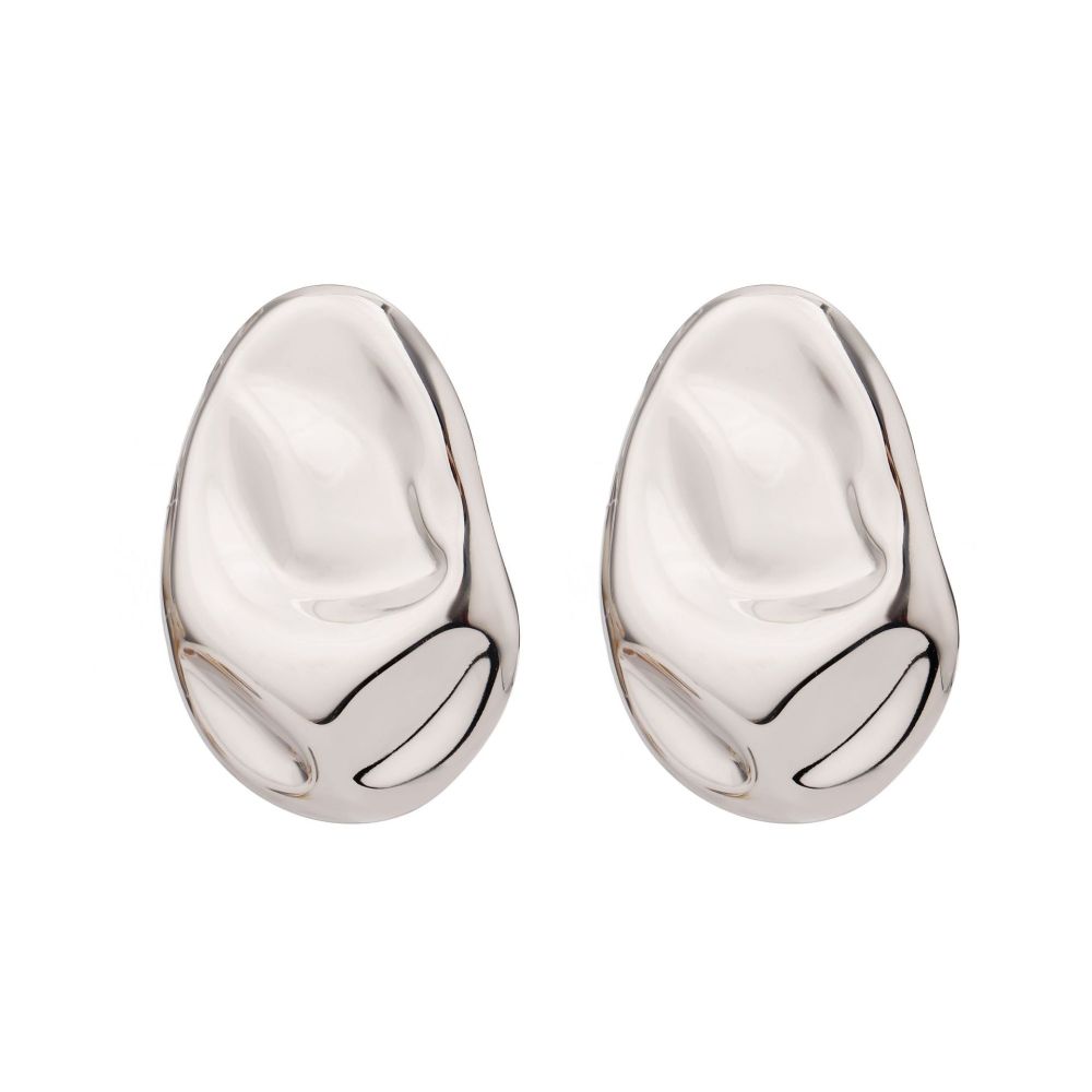 1 Paire De Boucles D'Oreilles Puces Chics Et Irrégulières En Acier Inoxydable Argenté, Étanches, De La Collection Trendy Series. Image8
