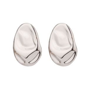 1 Paire De Boucles D'Oreilles Puces Chics Et Irrégulières En Acier Inoxydable Argenté, Étanches, De La Collection Trendy Series. h5 Image8