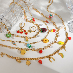 Collier Pendentif Femme En Acier Inoxydable, Couleur Or, Motif Fruit Naturel, Série Polychrome (1 Pièce) h5 Image11