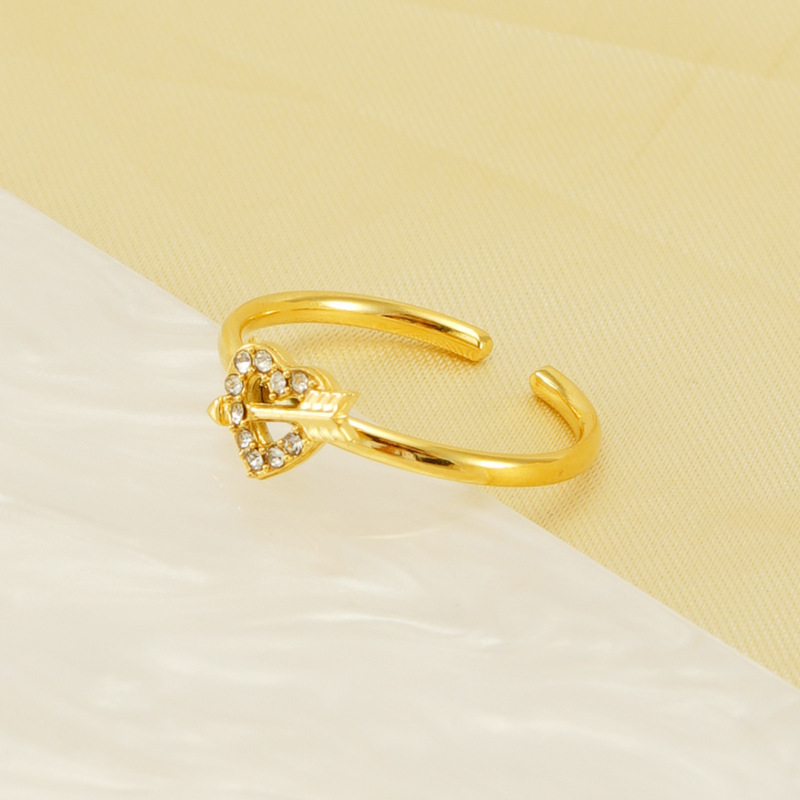 1 Paire De Petites Bagues Ouvertes En Diamant Pour Femme, En Acier Titane De Haute Qualité, Avec Index En Forme De Flèche De Cupidon, Réglables Image5