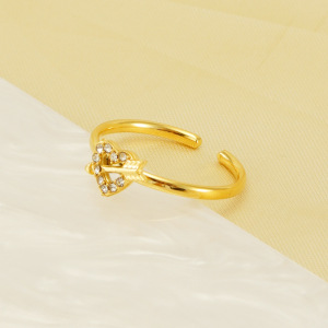 1 Paire De Petites Bagues Ouvertes En Diamant Pour Femme, En Acier Titane De Haute Qualité, Avec Index En Forme De Flèche De Cupidon, Réglables h5 Image5
