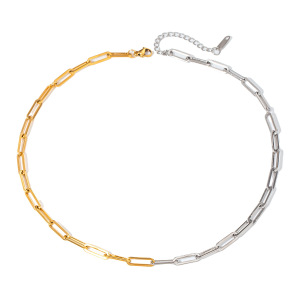 Collier Chaîne Géométrique Simple En Acier Inoxydable Plaqué Or  Pour Femme, 1 Pièce h5 Image5
