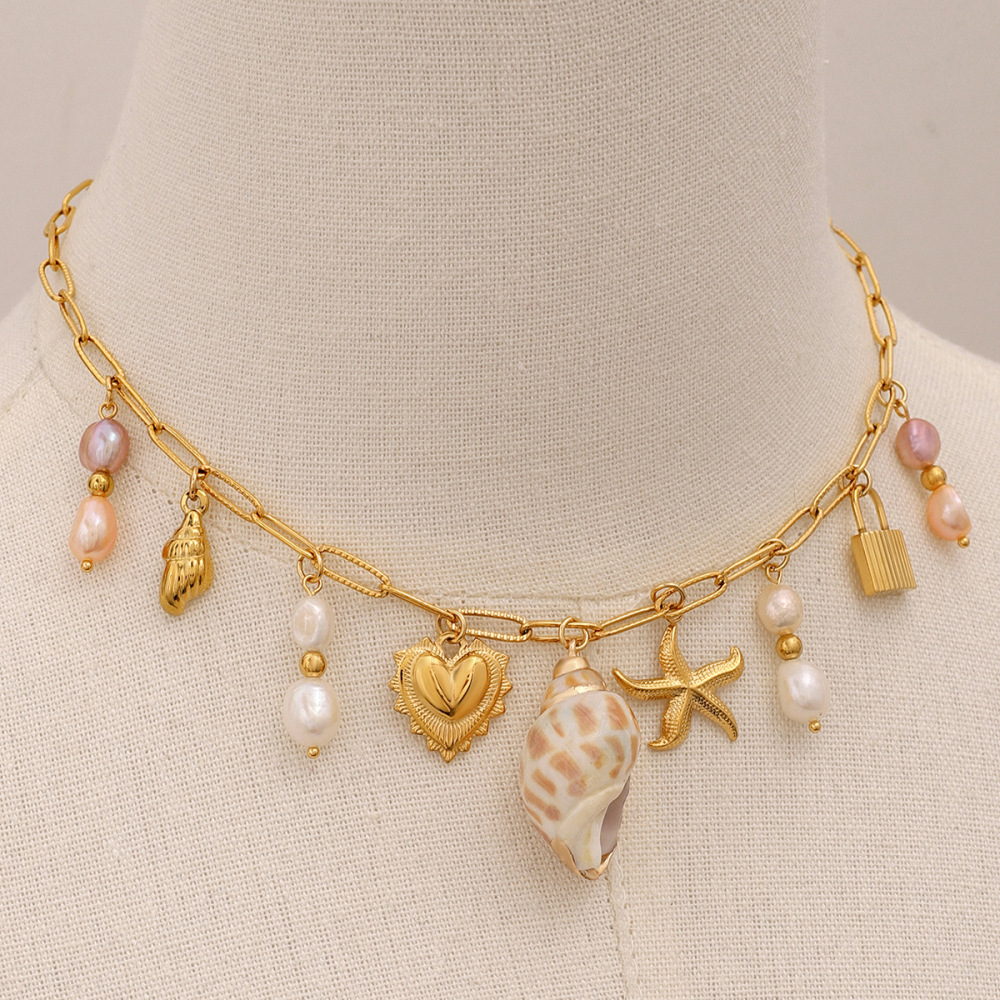 Collier Avec Pendentif Tortue De Vacances En Acier Inoxydable Plaqué Or  Pour Femme, Série Simple, 1 Pièce Image5