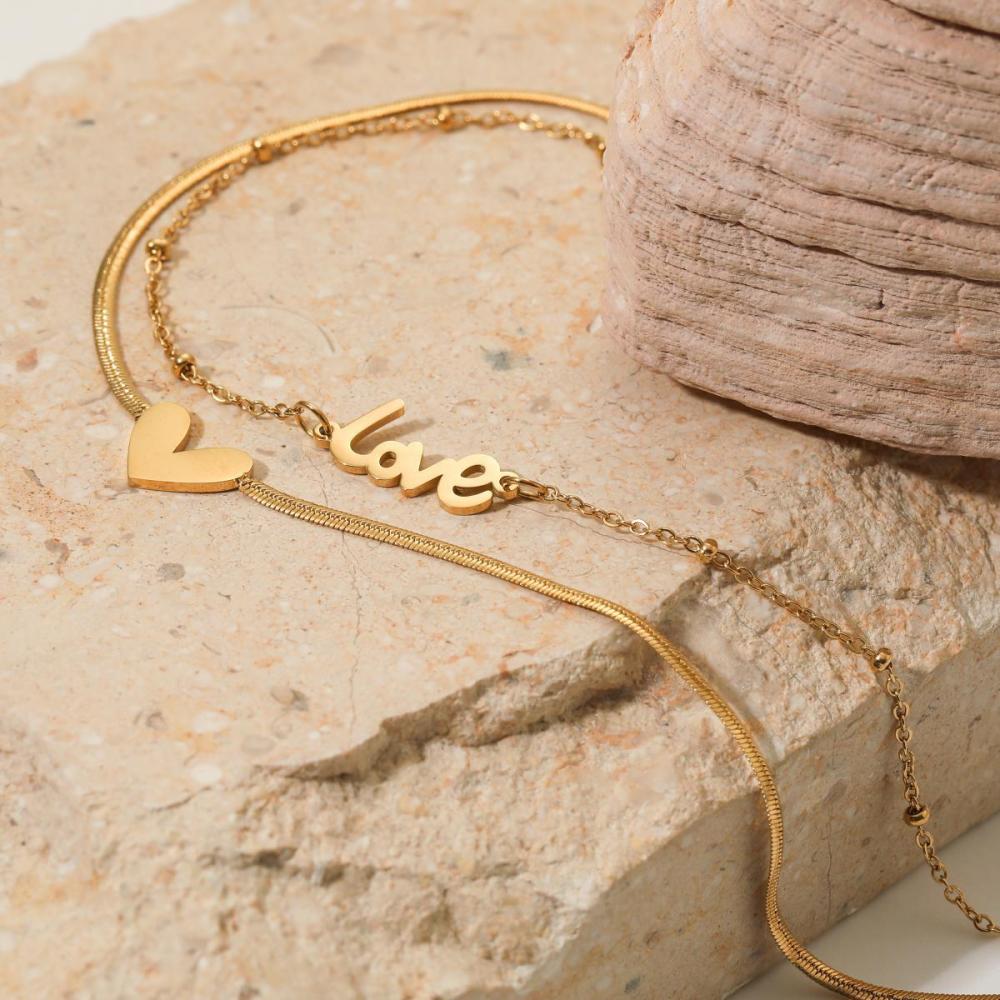 Bracelet De Cheville Pour Femme En Acier Inoxydable Doré Avec Motif Cœur Image4