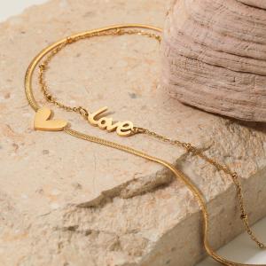 Bracelet De Cheville Pour Femme En Acier Inoxydable Doré Avec Motif Cœur h5 Image4