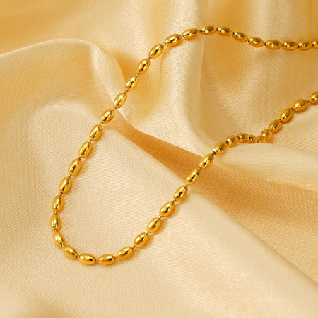 collier chaîne unisexe en acier inoxydable plaqué or , série simple, 1 pièce 2