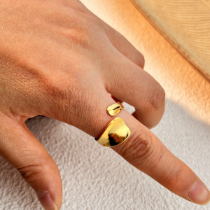 Bague Ajustable Pour Femme, En Acier Inoxydable Uni, Étanche, Collection Simple Series (1 Pièce). h5 Image4