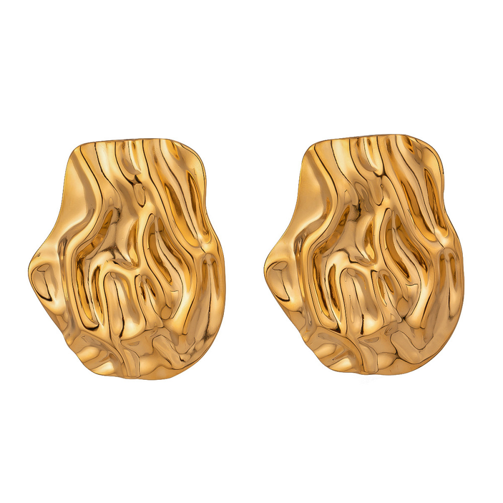 1 Paire De Boucles D'Oreilles À Tige Géométriques Rétro En Acier Inoxydable Plaqué Or Pour Femme h5Image4