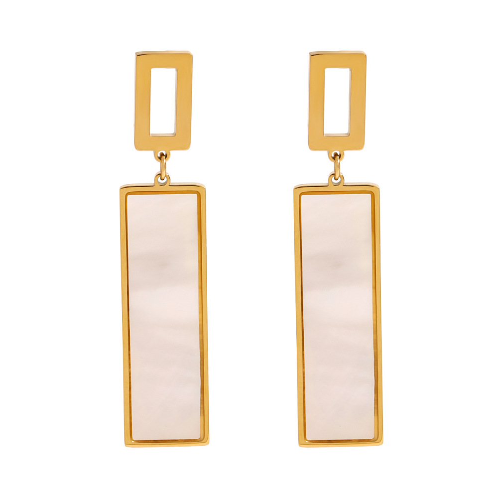 1 Paire De Boucles D'Oreilles Pendantes Géométriques Classiques En Perles Artificielles Plaquées Or  Pour Femmes, Série Simple Image5