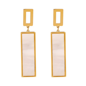 1 Paire De Boucles D'Oreilles Pendantes Géométriques Classiques En Perles Artificielles Plaquées Or  Pour Femmes, Série Simple h5 Image5