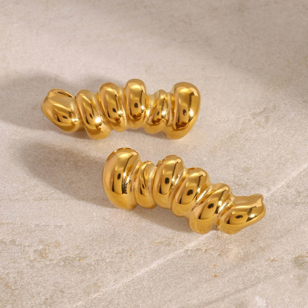 1 Paire De Boucles D'Oreilles À Tige Géométriques Décontractées En Acier Inoxydable Plaqué Or  Pour Femmes Image2