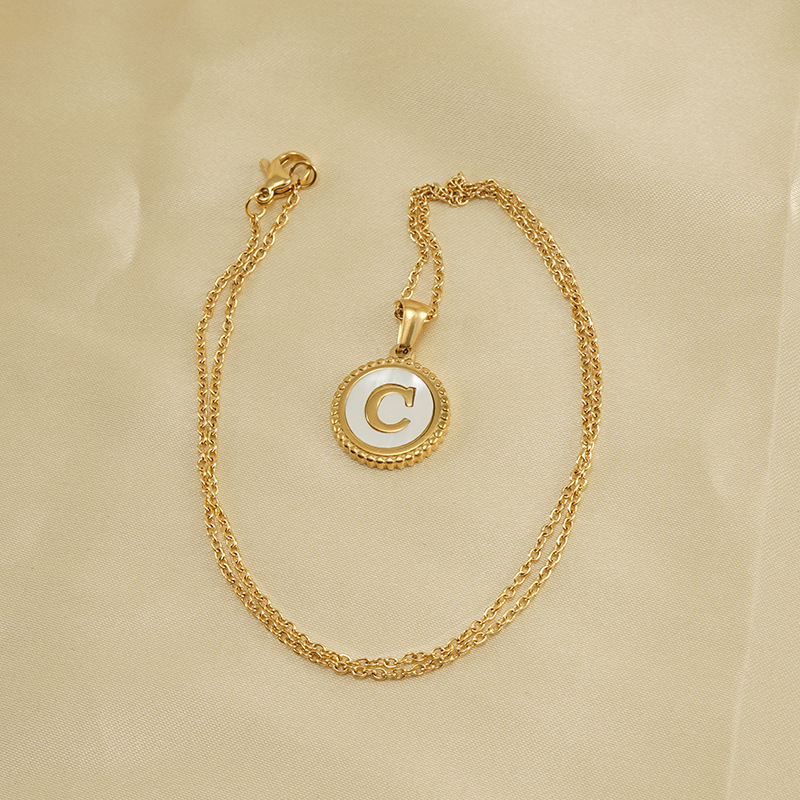 Collier Avec Pendentif En Acier Inoxydable Plaqué Or Pour Femme, Série Simple, Lettre Quotidienne h5Image2