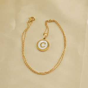 Collier Avec Pendentif En Acier Inoxydable Plaqué Or Pour Femme, Série Simple, Lettre Quotidienne h5 Image2