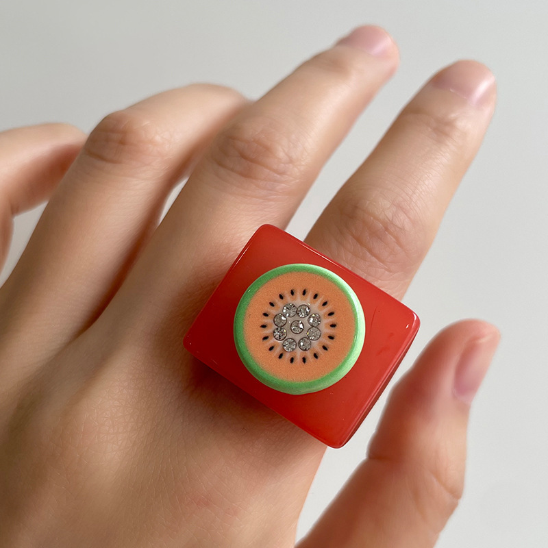 Bague Simple Pour Femme En Résine, Série Romantique, Motif Plantes De Vacances, 1 Pièce Image6