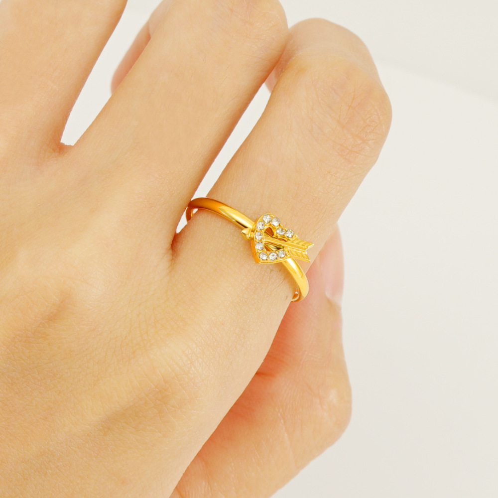 1 Paire De Petites Bagues Ouvertes En Diamant Pour Femme, En Acier Titane De Haute Qualité, Avec Index En Forme De Flèche De Cupidon, Réglables Image3