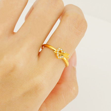 1 paire de petites bagues ouvertes en diamant pour femme, en acier titane de haute qualité, avec index en forme de flèche de Cupidon, réglables 2
