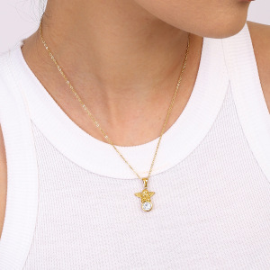 Collier Pendentif Femme Style Rétro Ange, En Acier Inoxydable, Couleur Or, Étanche, Collection Romantique (1 Pièce) h5 Image5